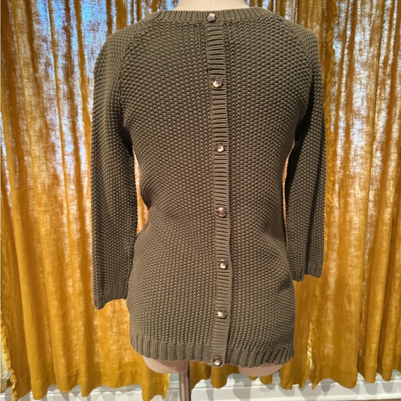 Cynthia Rowley green cable-knit sweater top - Picture 3 of 5